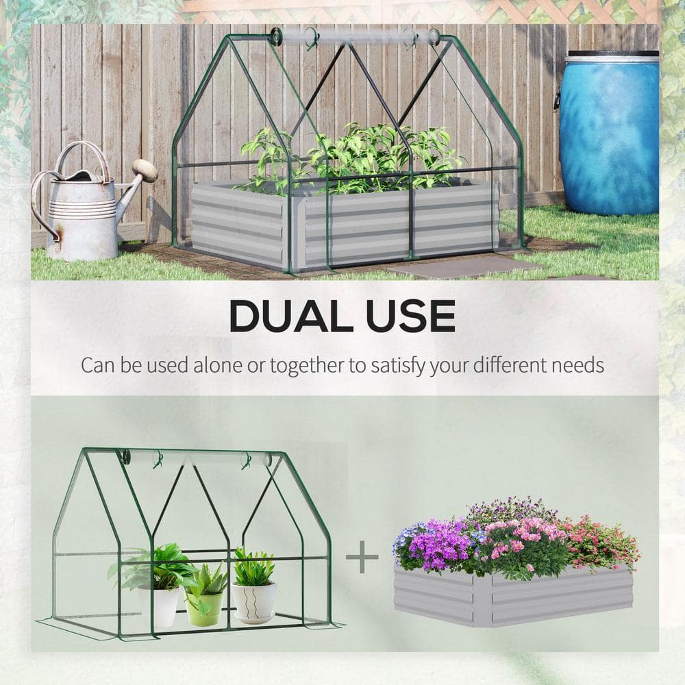 4 ft. x 3 ft. Galvanized Steel Raised Garden Bed with Clear PVC Greenhouse Cover