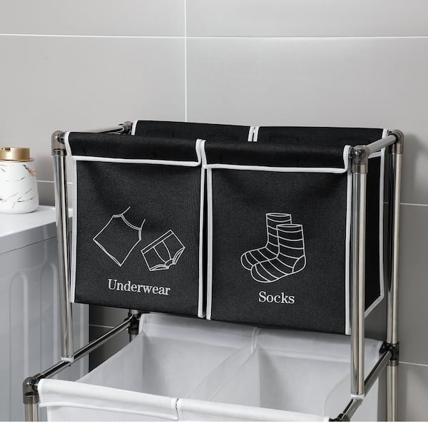 FUNKOL Bathroom Laundry Basket Fabric Storage with 2-Tier Laundry Sorter  W1168dx41364 - The Home Depot