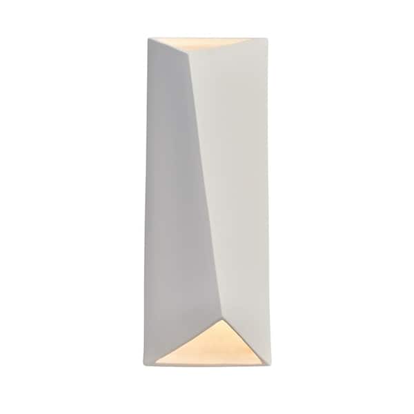Justice Design Ambiance Diagonal 24-Watt Bisque Integrated LED Ceramic Wall Sconce