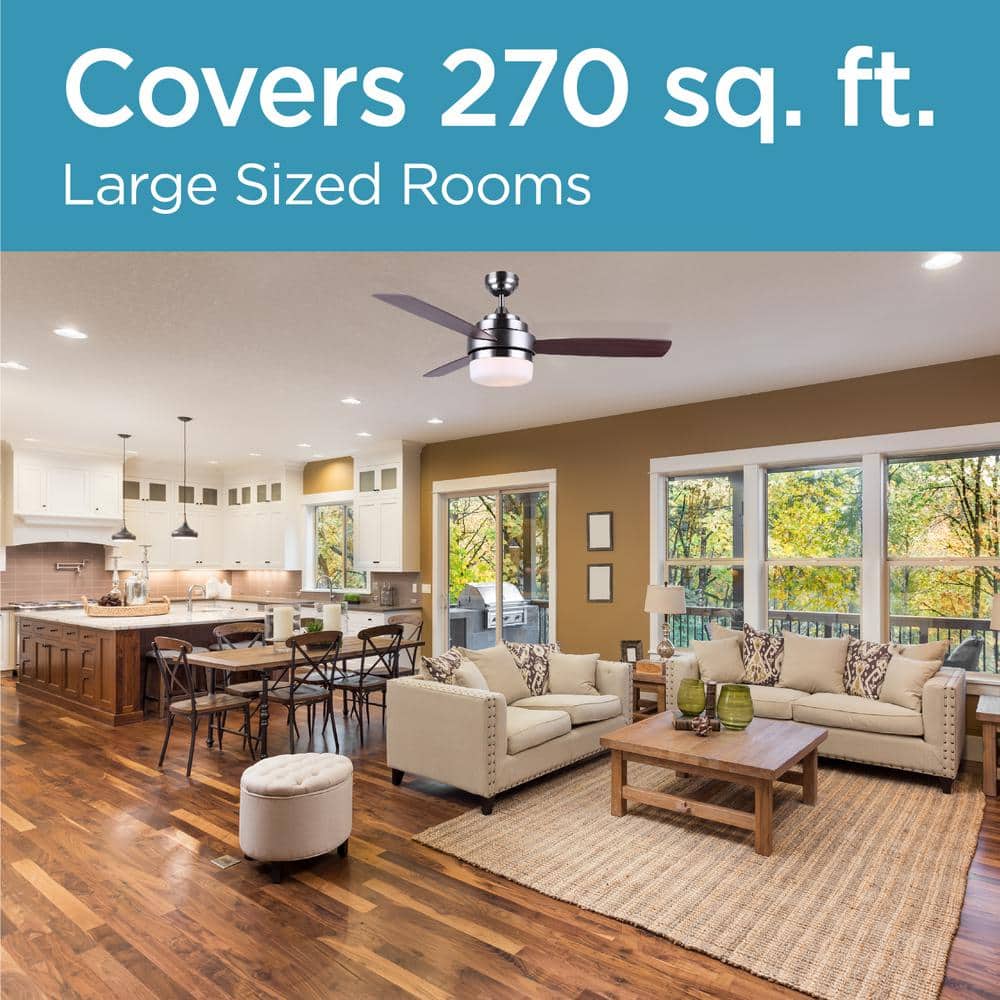 Mahogany and Nickel 52" Ceiling Fan with Remote and Light Kit