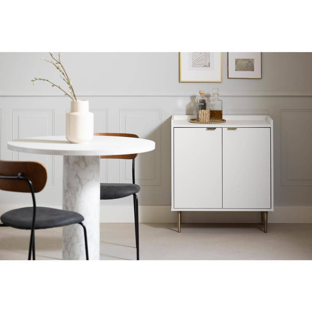 Pure White Laminate Mid-Century Modern Accent Cabinet