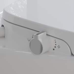 Non-Electric Quiet Close Bidet Seat for Elongated Toilets in White with Double Nozzles, Rinsing without Electricity