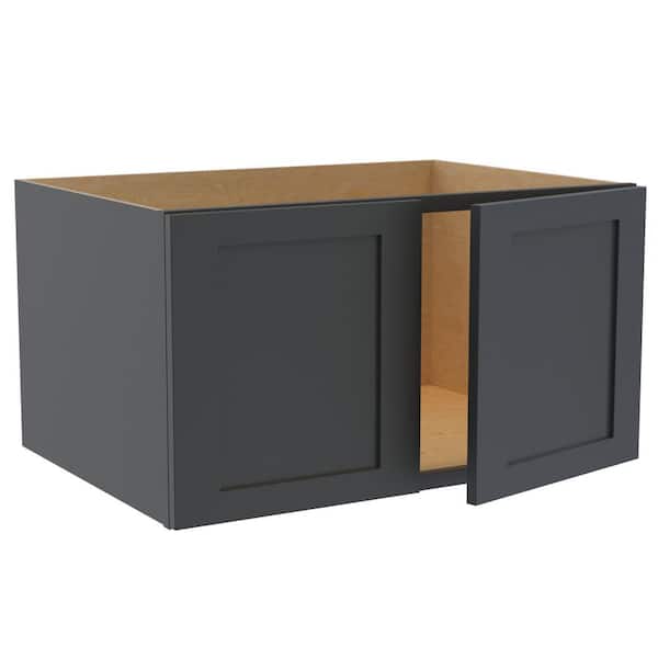 Home Decorators Collection Newport 33 in. W x 24 in. D x 18 in. H Assembled Plywood Wall Bridge Kitchen Cabinet in Deep Onyx with Soft Close