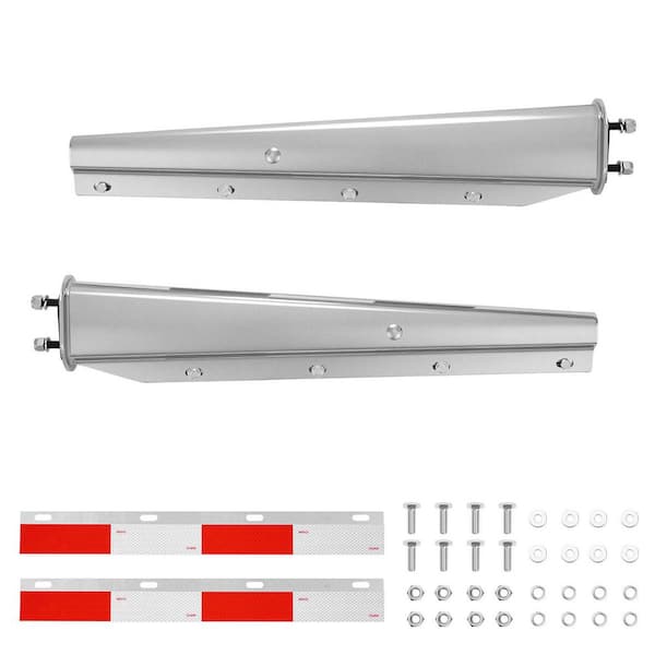 Chrome Straight Spring Loaded Mud Flap Hangers, 2-1/2" Bolt Spacing 1 Pair Heavy Duty Semi Truck Hanger Set, Silver