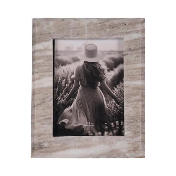 Liv & Skye 8 in. x 10 in. Ivory Marble Curved Photo Frame