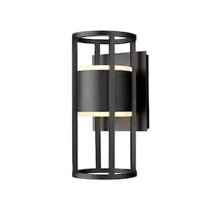 Luca Black Hardwired Cylinder Outdoor Wall Scone with Integrated LED