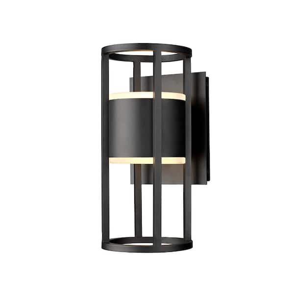 Unbranded Luca Black Hardwired Cylinder Outdoor Wall Scone with Integrated LED