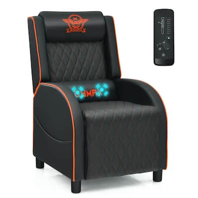 24.5 in. W Orange Massage Gaming Recliner Chair Leather Single Sofa Home Theater Seat