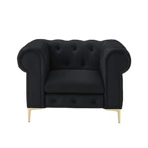 Raeleigh Black Club Chair Button Tufted Leather PU