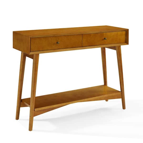 CROSLEY FURNITURE Landon 42 in. Acorn Rectangle Wood Console Table with Drawers