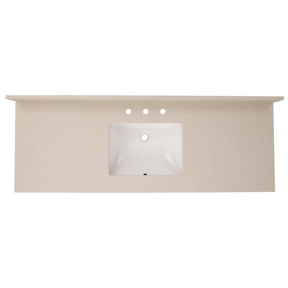 Iced White 61" Engineered Marble Vanity Top with Single Sink