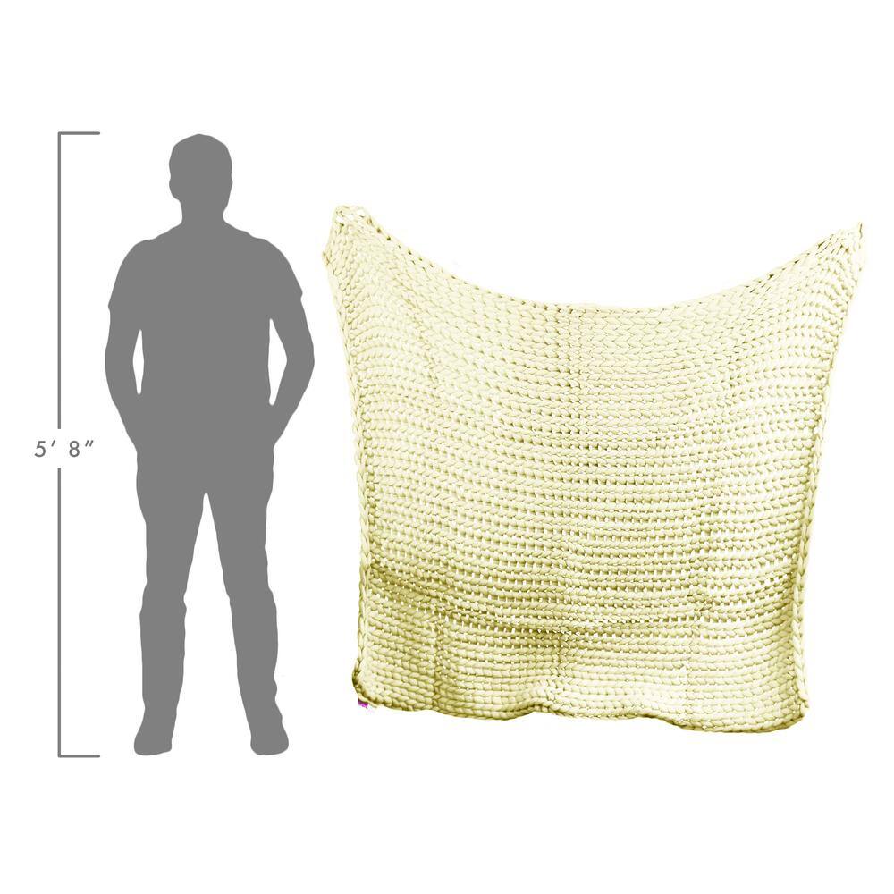 Luxurious Chunky Knit Wool Throw in Off-White, 50" x 40"