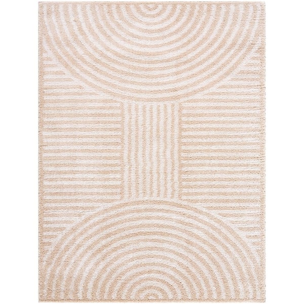 Fossay Shag Beige 8 ft. x 10 ft. Modern Indoor Area Rug