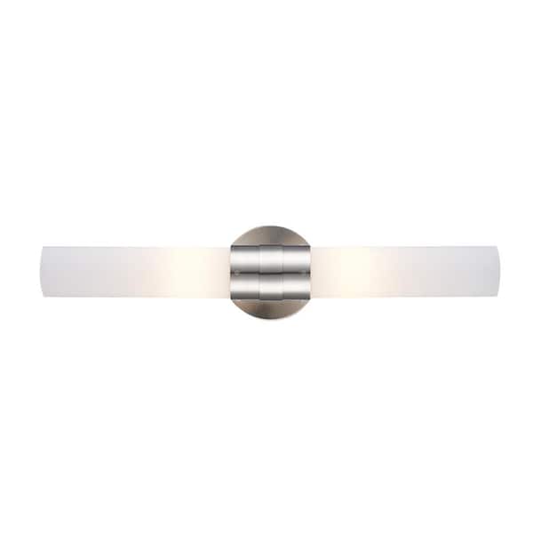 Bel Air Lighting Fusion 20.5 in. 2-Light Brushed Nickel Linear Bathroom Vanity Light Fixture with Frosted Glass