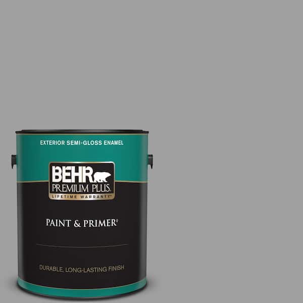 BEHR PREMIUM PLUS 1 gal. #T11-1 Grayve Yard Semi-Gloss Enamel Exterior Paint & Primer