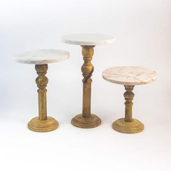 Unbranded S/3 Marble and Wood Display Stands