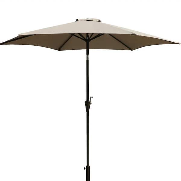 ESILOO 9 ft. Patio Umbrella with Push-Button Tilt & Crank-UV/Waterproof, Portable w/Carry Bag, in Gray