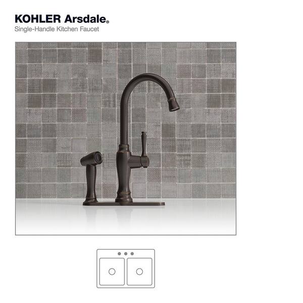 Arsdale Single-Handle Standard Kitchen Faucet in Oil-Rubbed Bronze with On-Deck Sidespray Arsdale Single-Handle Standard Kitchen Faucet in Oil-Rubbed Bronze with On-Deck Sidespray