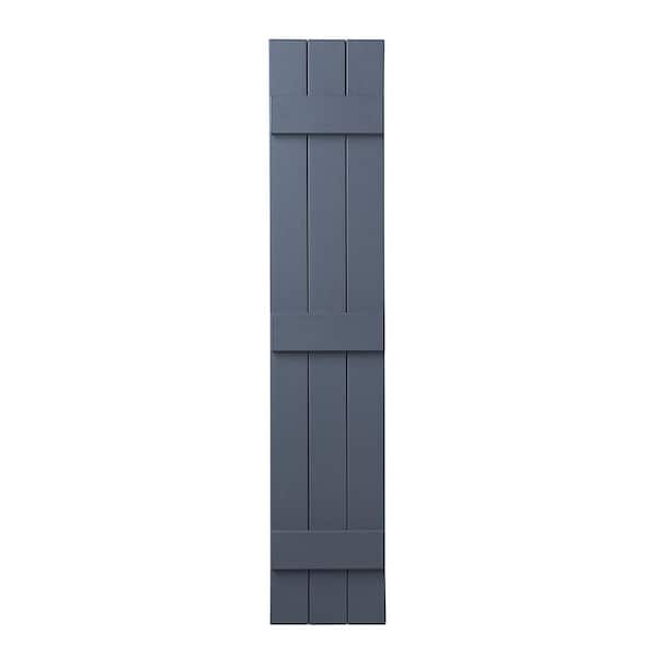 Ply Gem 11 in. x 63 in. Polypropylene Plastic 3-Board Closed Board and Batten Shutters Pair in Blue