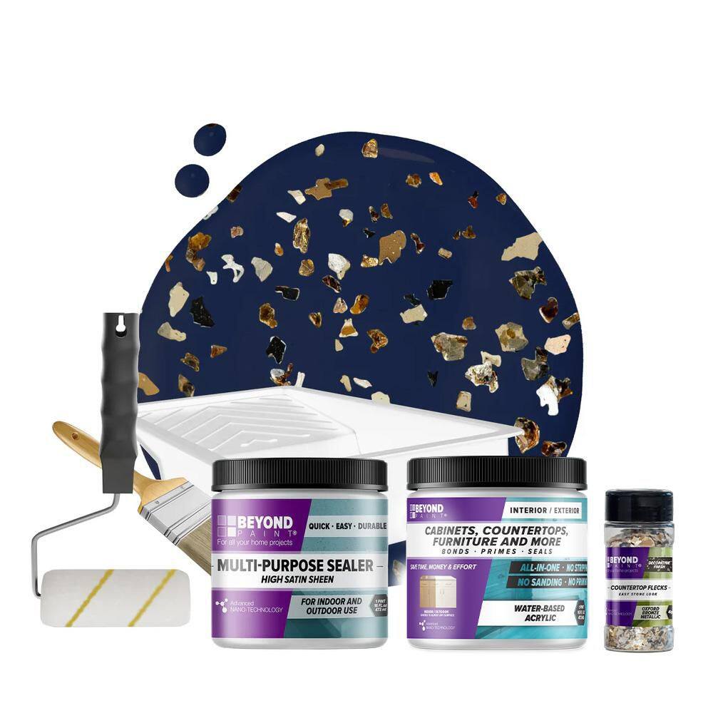 BEYOND PAINT Navy Flat Countertop Kit with Oxford Bronze Flecks