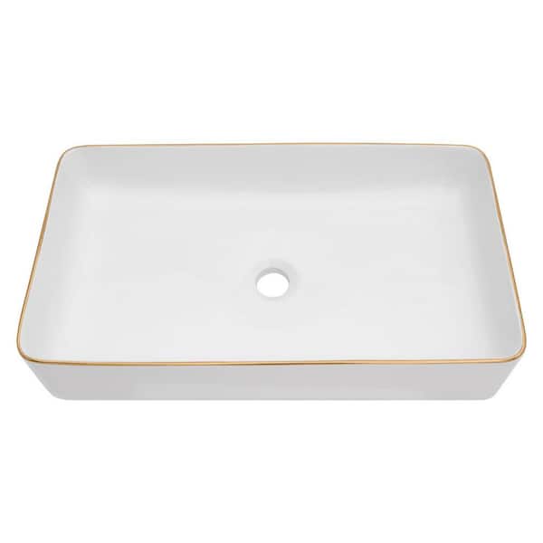 Miscool Anky 24 in. W Vessel Bathroom Sink in White Ceramic