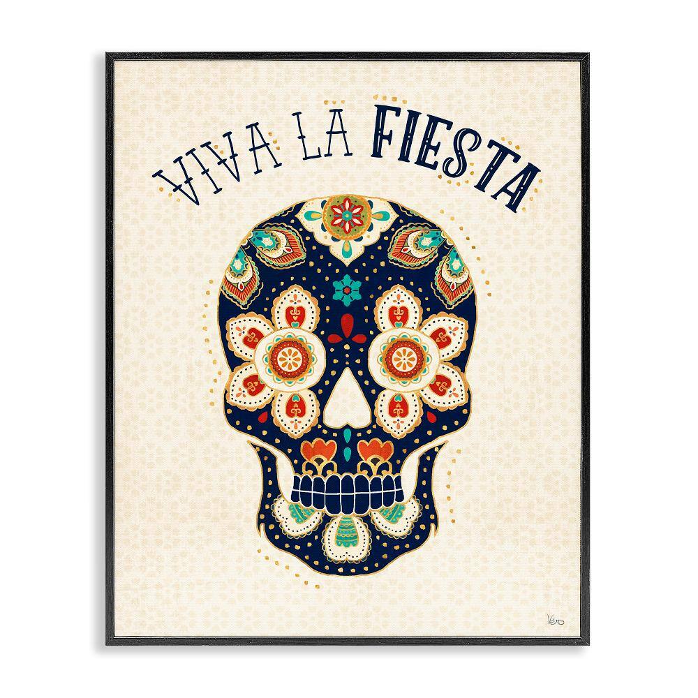 Viva La Fiesta Calavera Black Framed Canvas Art Print, 11 x 14