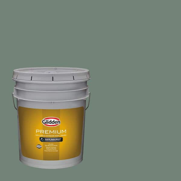Glidden Premium 5 gal. Green Tea Leaf PPG1128-5 Satin Exterior