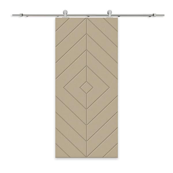 CALHOME Diamond 36 in. x 84 in. Fully Assembled Unfinished MDF Modern Sliding Barn Door with Hardware Kit