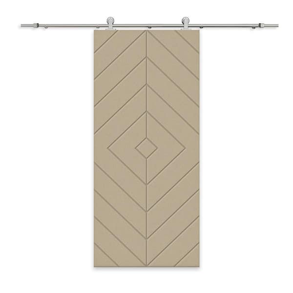 CALHOME Diamond 36 in. x 80 in. Fully Assembled Unfinished MDF Modern Sliding Barn Door with Hardware Kit