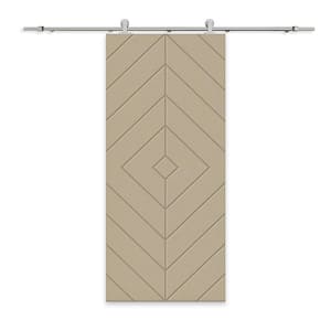 Diamond 30 in. x 96 in. Fully Assembled Unfinished MDF Modern Sliding Barn Door with Hardware Kit