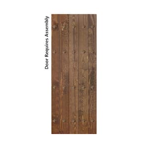 Mid-Century New Style 30 in. x 84 in. Dark Walnut DIY Solid Wood Sliding Barn Door Slab