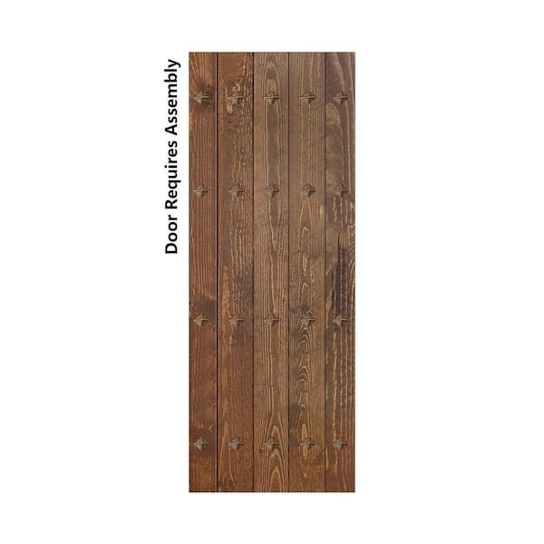 ISLIFE Mid-Century New Style 30 in. x 84 in. Dark Walnut DIY Solid Wood Sliding Barn Door Slab