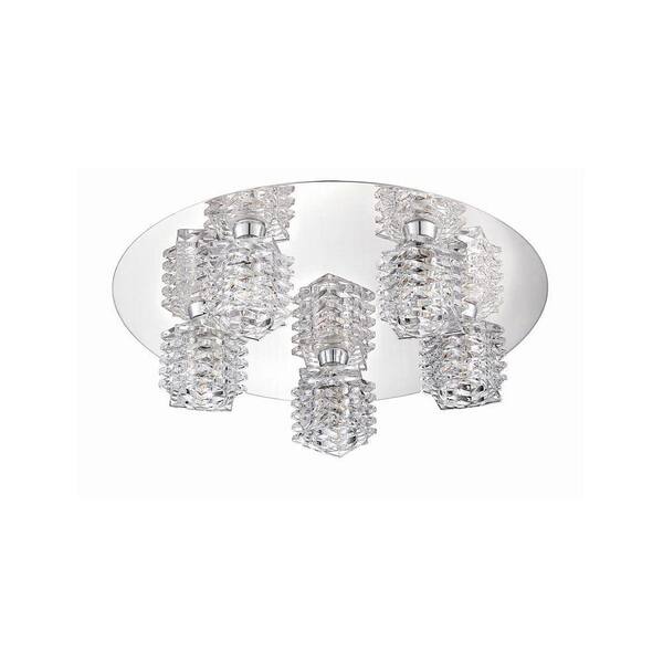 Unbranded Lenza Collection 5-Light Chrome Flushmount