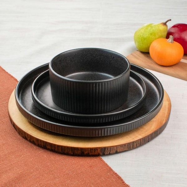 Sango Anderson Black Stoneware 12-Pieces Set 10727870498514 - The