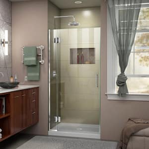 Unidoor-X 36 in. x 72 in. Frameless Hinged Shower Door in Chrome