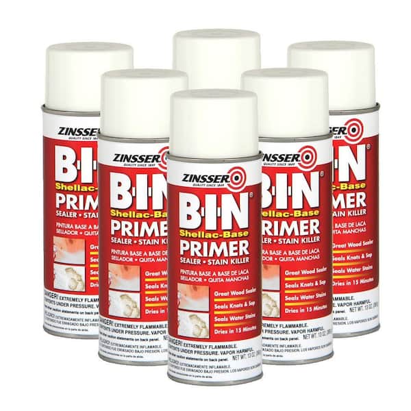 Zinsser B-I-N 13 oz. Shellac-Base Satin White Primer Sealer Spray (6-Pack)-DISCONTINUED