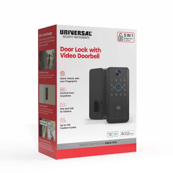 Black Single-Cylinder Smart Lock Wi-Fi Thumbturn Deadbolt with Video Doorbell, Finger Print, Keypad, App, & 2-Way Audio