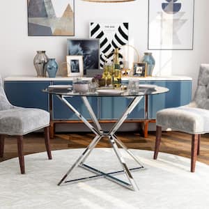 Kapela 41.5 in. Chrome and Glass Round Dining Table