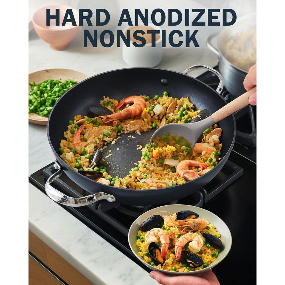 12-Inch Black Nonstick Aluminum Multi-Use Pan with Glass Lid