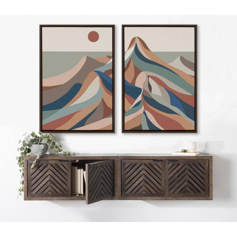 Mid-Century Modern Multicolor Mountain Landscape Canvas Set