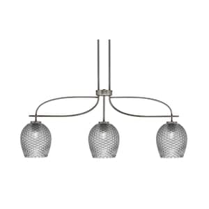 Olympia 3-Light Graphite Chandelier with Smoke Textured Glass Shades