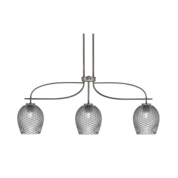 Unbranded Olympia 3-Light Graphite Chandelier with Smoke Textured Glass Shades