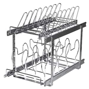 Pan and Pot Rack Chrome Plated, Standing Pot Rack, Cookie Sheet Baking Pans Tray Racks Steel Lid Holder