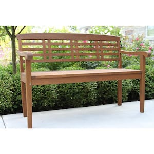 Parkway Wood and Wicker Outdoor Bench