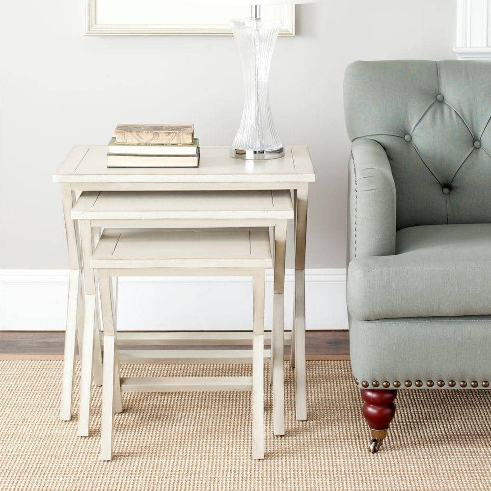 Maryann White Birch Wood Stacking Tray Tables