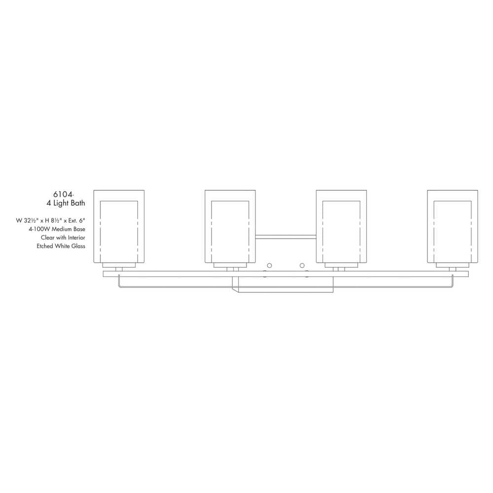 Elegant Brushed Nickel 4-Light Bath Bar with Etched White Glass