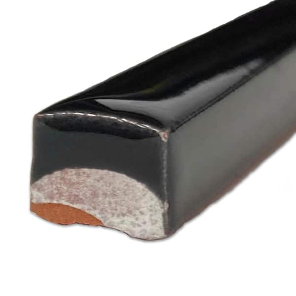 Nero Listelo 3/8 in. x 5-7/8 in. Glossy Ceramic Wall Tile Trim