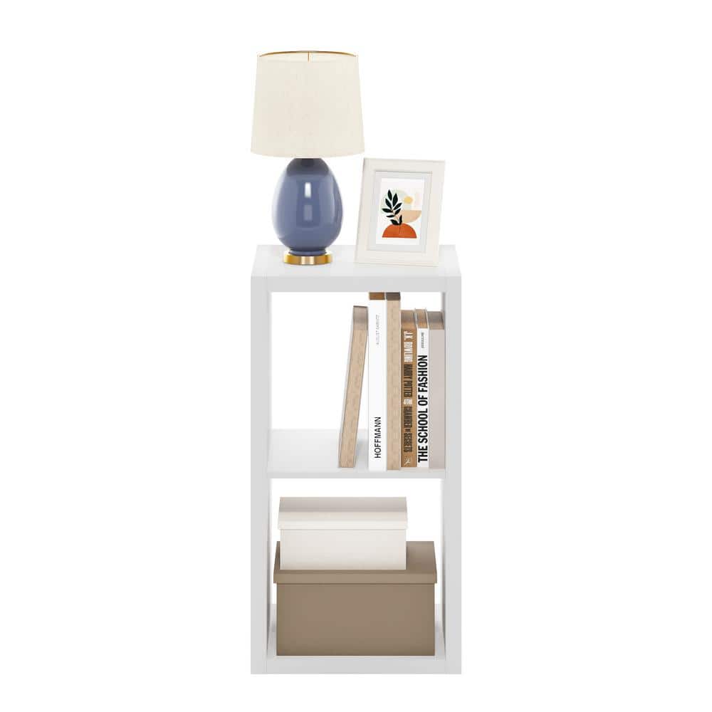 White Wood 2-Cube Open Back Storage Organizer