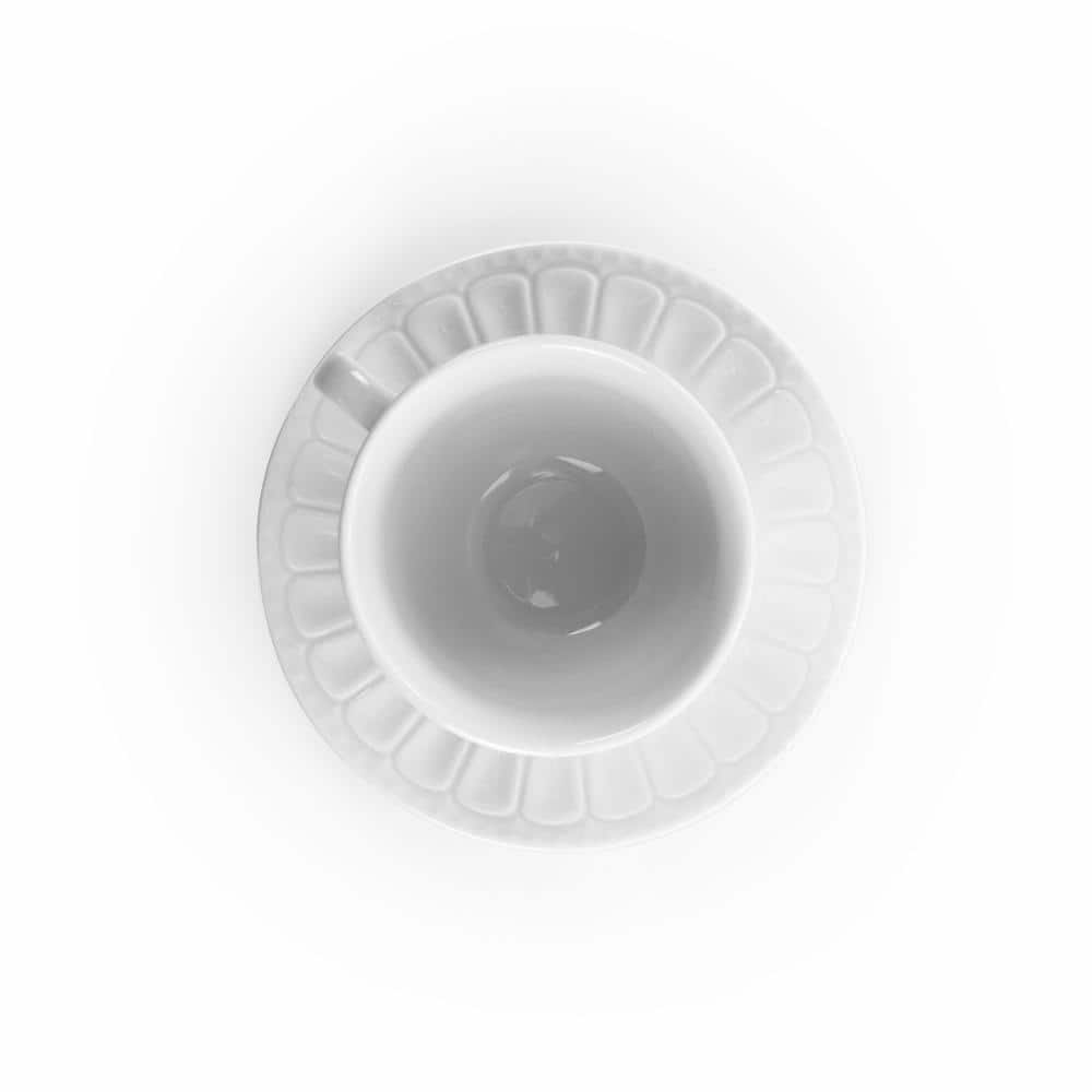 White Ceramic Modern Coffee Mug and Saucer Set, 6-Piece