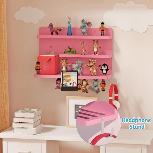 15.83 in. W x 5.1 in. D Pink Wooden Decorative Wall Shelf for